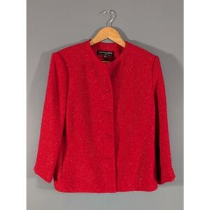 Kasper & Company ASL petite 14P red sparkly blazer jacket